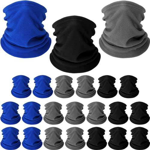 Handepo 20 Pcs Winter Fleece Neck Warmer Gaiter Windproof Scarf Mask Cover with Drawstring