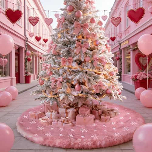 122 cm Weihnachtsbaumrock zum Valentinstag Rosa, Pink Weihnachtsbaum...