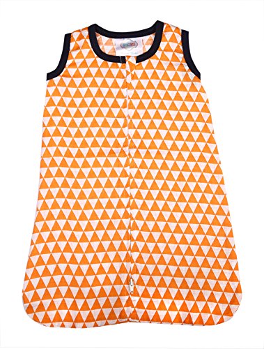 Bacati Tribal/Aztec 100% Cotton Muslin Sleeping Bag Wearable Blanket (Medium (26 to 30 inches from 16 to 24 lbs), Orange Triangles)