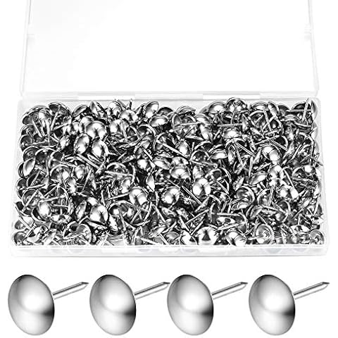 320 Stück Polsternägel, Polster Reißzwecken, Möbel Nägel Vintage für Sessel, Möbel, Bett, Dekornagel - 11x17 mm (Silber) Cover