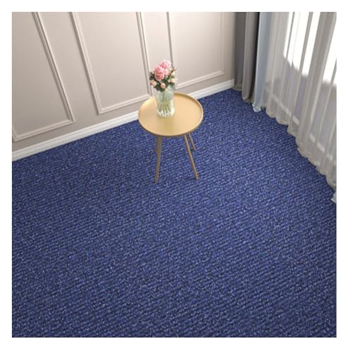 Moqueta en losetas, 30 x 30 cm, resistente revestimiento de suelo, antideslizante, autoadhesiva y recortable para dormitorio, cocina, sal贸n,Azul,4 Piezas