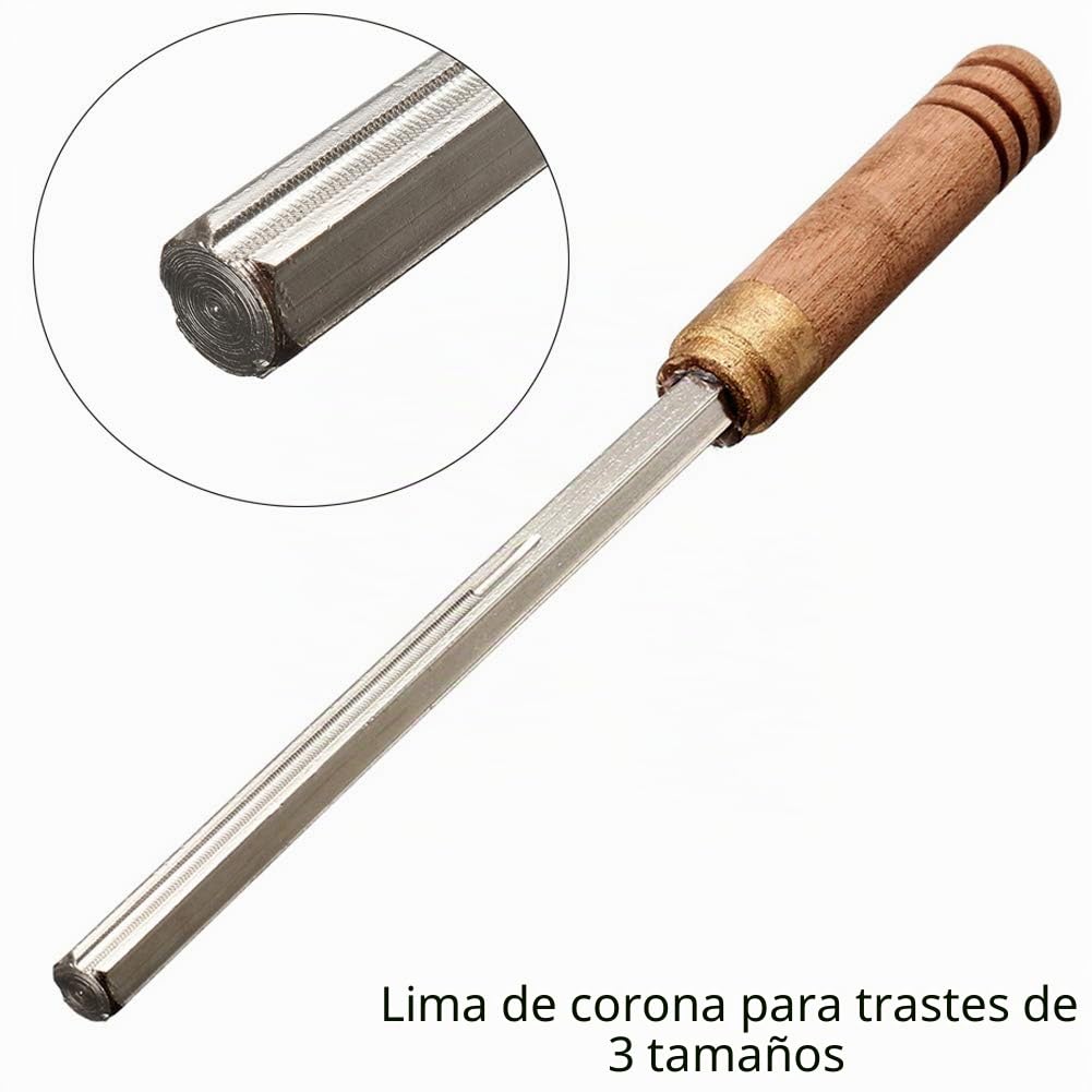 Lima hexagonal para trastes de guitarra con mango de madera