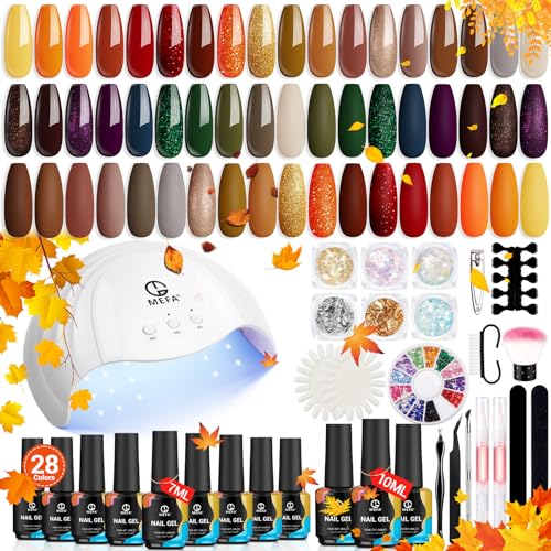 Kit de esmalte de uñas en gel MEFA con 28 colores y lámpara UV miniatura 1