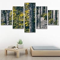 SIGNWIN 5 Panel Canvas Wall Art Rustic Woods for Home Decorations Ready to Hang - 60