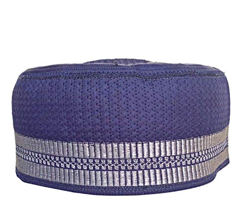 Afghan Men's Kufi Koofi Prayer Cap Namaz Topi Skull Cap Beanie (Navy Blue, 58 cm (22 Inch to 23 inch))