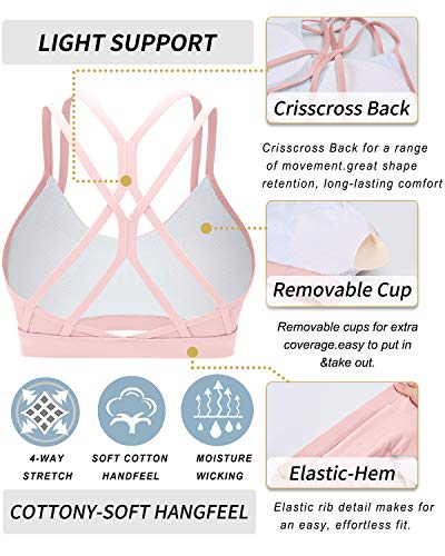 Image of RUNNING GIRL Sports Bras for Women,Strappy Crisscross Back Padded Low Impact Running Sports Bra with Removable Cups
