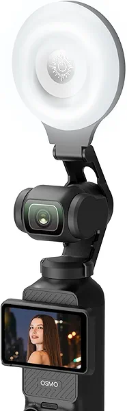 AMAZEAR LED Light for DJI OSMO Pocket 3 Accessories, Auto-Follow Gimbal Selfie Vlog Video Auxiliary Fill Lighting, CRI≥95, 3-Color Temp 2500-9000K Brightness Adjustable, 2W USB-C (Black)