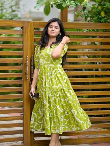 Image of Women's Rayon Printed Anarkali Kurta for Women and Girls, Regular Wear