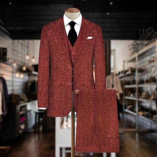 Image of BIGREAMS Unstitched Herringbone Wool Blazer Yarn-Dyed Fabric For Three Piece Suit | 58 inch Wide, Wrinkle Free, Best For Coat Pant, Nehru Jacket (Free Size)