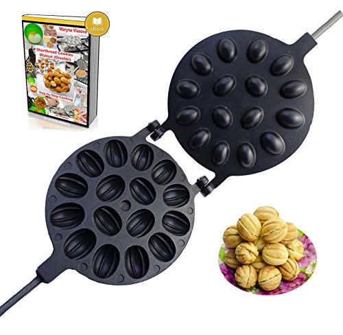 Walnut Cookie Mold Oreshki Nuts Maker Griddle – Non-stick 16 halves USSR Oreshki