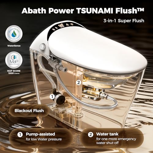 Inodoro Inteligente de 17.5" con Bidé Integrado, Asiento Caliente Alargado, Descarga Automática, Agua Caliente Instantánea y Secador, Tanque/Asistencia de Bomba, Luz Nocturna, Control Remoto y Perilla, Inodoro Eléctrico para Baños miniatura 3