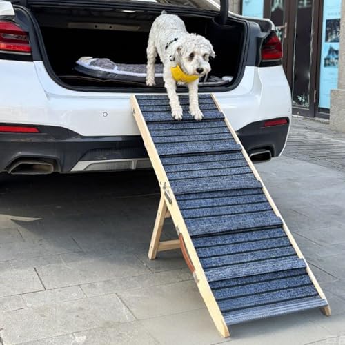 BVTJDE ドッグスロープ 階段 スロープ 無垢材構造 滑り止め 高さ調整 ペットスロープ 犬用スロープ 折りたたみ収納 傷や摩耗に強い ステップ ドッグ 強力な耐荷重性 三角形構造