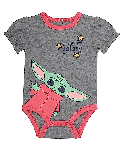 STAR WARS The Mandalorian Baby Girls' Clothing 4-Piece Set, Baby Yoda Baby Clothes with Bodysuit, Tee, Shorts, and Pants4