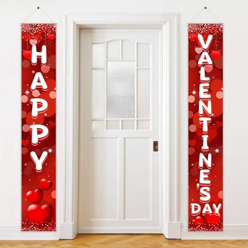 Avezano Happy Valentines Day Banner Red Heart Hanging Welcome Sig...