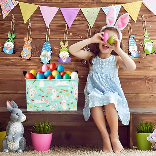 Image of Large Empty Easter Basket for Kid Fabric Personalized Bunny Eggs Easter Gift Basket for Boy and Girl (Rabbit Magician Easter Egg)