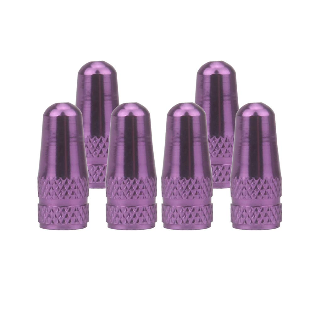 SENZEAL 6 stücke Französisch Staubschutzkappen Aluminiumlegierung Bike Rad Reifen Ventil Abdeckungen (Violett)