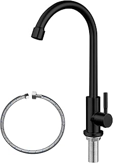 Comprar Grifo de agua fría SUS304 de acero inoxidable para fregadero de cocina, grifo negro de arco alto con un solo agujero
