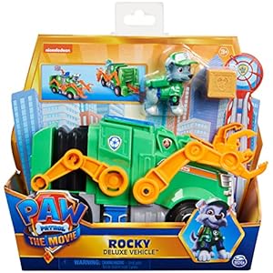 PAW Patrol Rockys Deluxe Basis Fahrzeug aus dem Kinofilm mit Hundefigur, Spielzeugauto, ab 3 Jahren