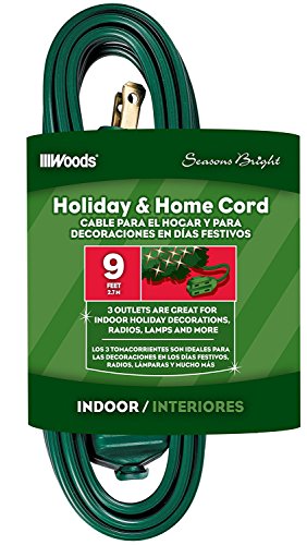 Woods 12601G Cci Cube Tap Extension Cord; 9 Ft L; 2 Outlet; 16/2 Awg; 9 Foot