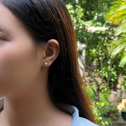 DovEggs Platinum Plated Silver Post 1CTW 5mm Heart Arrows Cut Moissanite Stud Earrings Sterling Silver Push Back for Women3