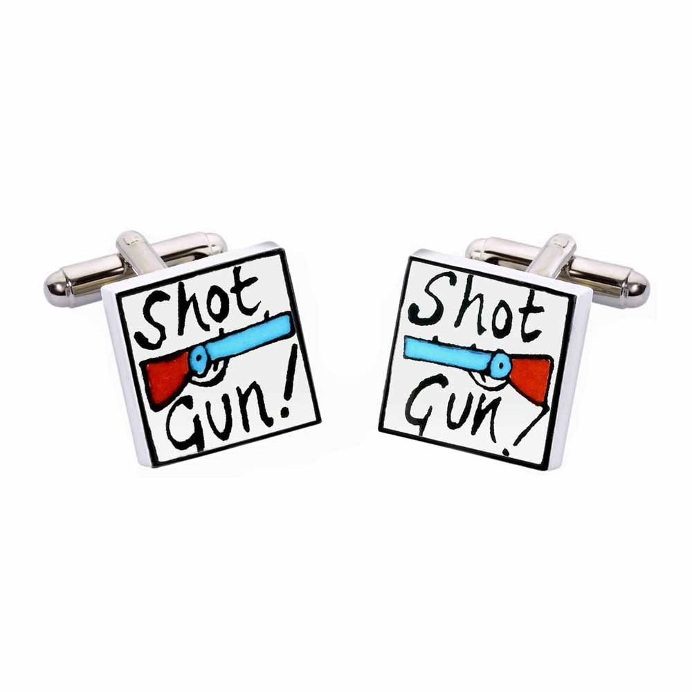 Sonia SpencerShot Gun Cufflinks (UK), Fine Bone China, Gift Box. Shooting, Rifle