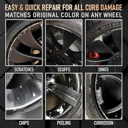 SMAPHY Wheel Scratch Repair Kit, Matte Black Rim Touch Up Paint, Repair Curb Rash, Scratches, and Scuffs Quickly and Easily, Universal Color Black Wheel Paint