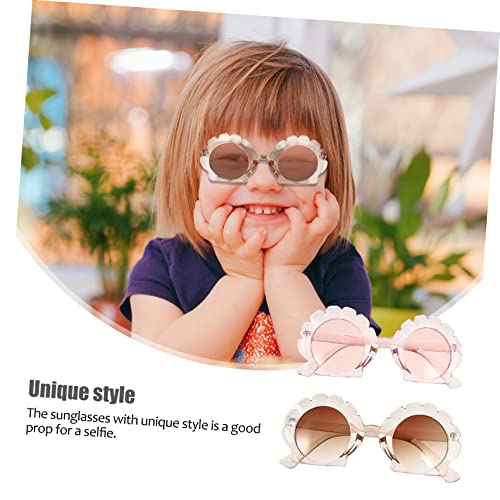 Healifty 2 Pairs Sunglasses Vintage Mirror Shades for Fashionable Irregular Frame Eyewear in Transparent Tea Pink Beach Party UV Protection Accessories for Boys4