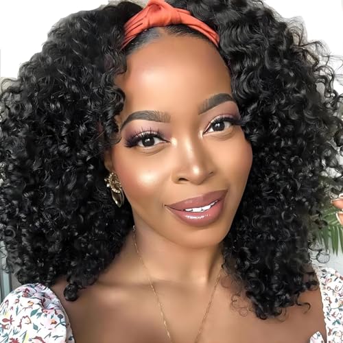 Image of ISEE Headband Wig Glueless Kinky Curly Human Hair Wigs for Women 24 Inch