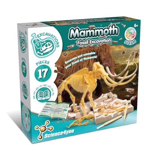 Science4you Mammut Dino Ausgrabungsset für Jungen Alter +6 - Archäologie Set für Kinder mit 17 Teilen, Grab Dein Dinosaurier Spielzeug – Experimentierkasten und Geschenk Kinder 5 6 7 Jahre