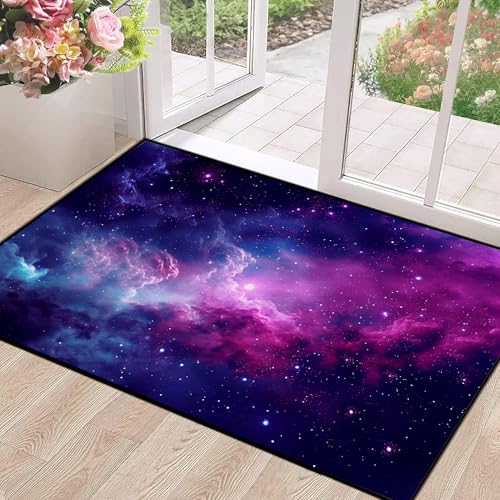 Purple Galaxy Rug Space Rugs Colorful Throw Rug Non-Slip Sun and Cloud Carpet Doormats for Living Room Bedroom Apartment Dorm Floor Mat 47 in X 31 in Galaxy 13 47"x31" (Rectangular)