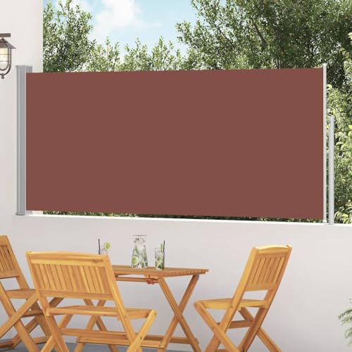 Ausziehbare Seitenmarkise 300x120 cm Braun, UV-beständiges Polyestergewebe, Sicht- & Windschutz für Terrasse, Garten, Balkon, wasserabweisend, Sonnenschutz für Außenbereich mit Stahlrahmen