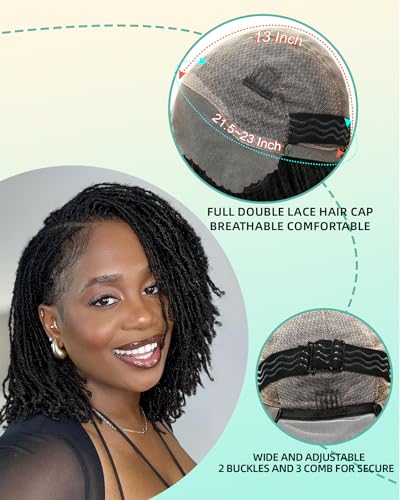 Lady Miranda Full Lace Dreadlock Wig With Baby Hair Pre Plucked Knotless Square Part Faux Locs Wig Braided Wigs For Black Women Full Double Lace Wig Dreadlocks Crochet Hair For Black Women thumb #3