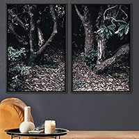 2 Piece Framed Canvas Wall Art Brown Forest Canvas Prints Home Artwork Decoration for Living Room,Bedroom - 16