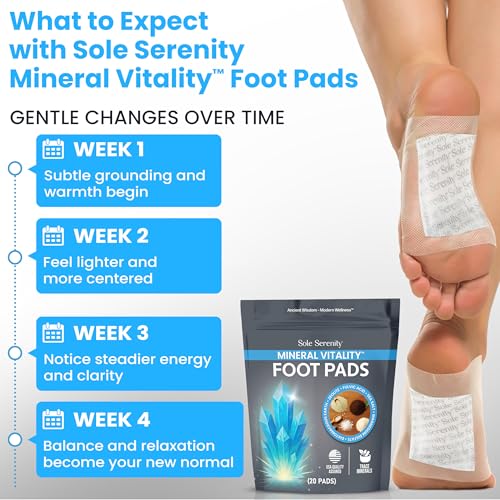 Image of Sole Serenity Foot Pads with Trace Minerals, Zeolite, Fulvic Humic Acid, Magnesium, Silica, Diatomaceous Earth, Sea Salt, Zinc (20 Pads)