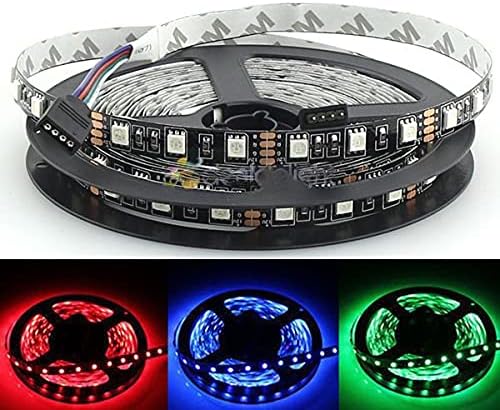 Luz de tira flexible no impermeable DC12V del color negro del tablero los 5M 5050 SMD 300 LED RGB del PWB