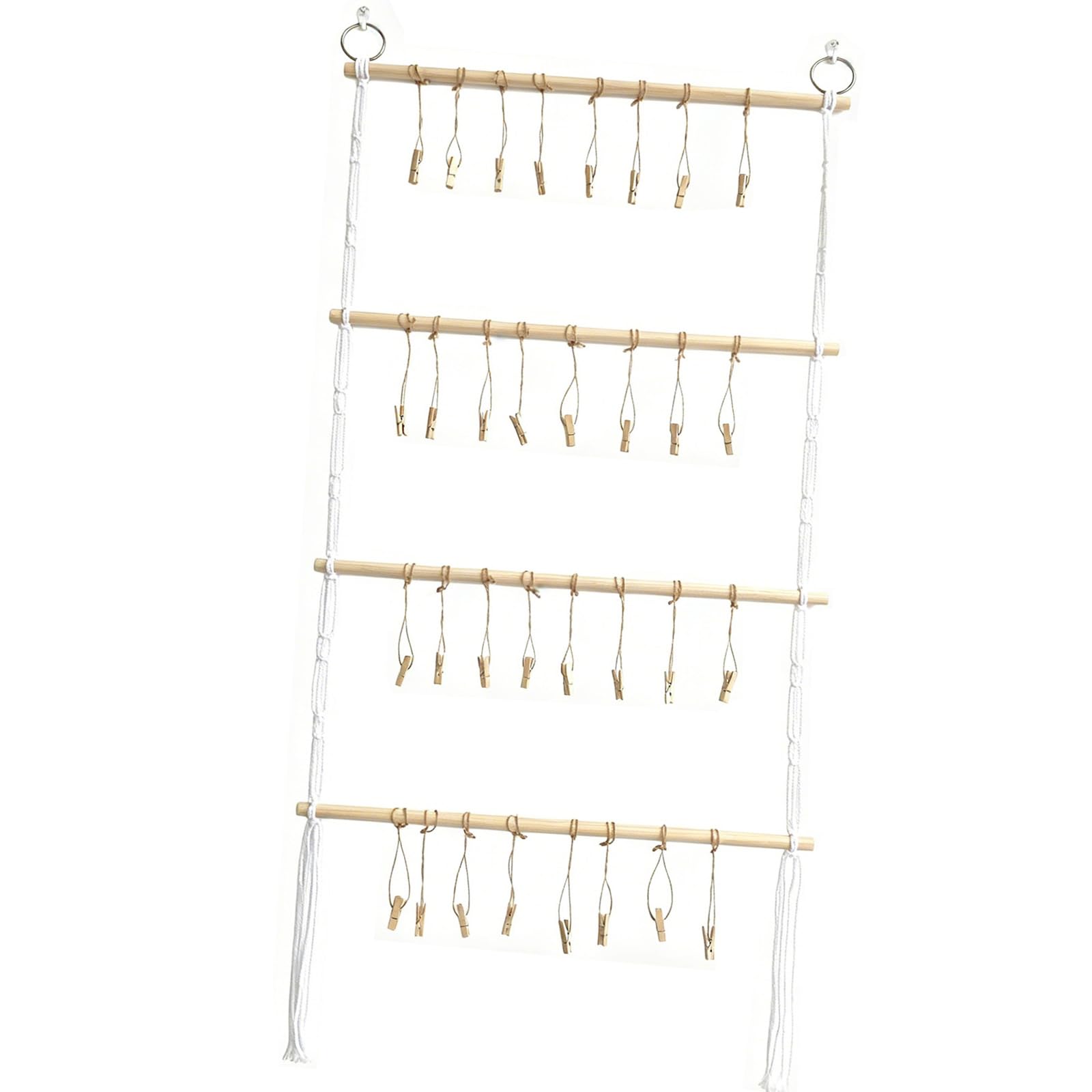 HENYGEN Wall Mounted Hair Storage Constructed of Cotton Rope and Wood to Keep Accessories Neat Clutter Hair Accessory Planner