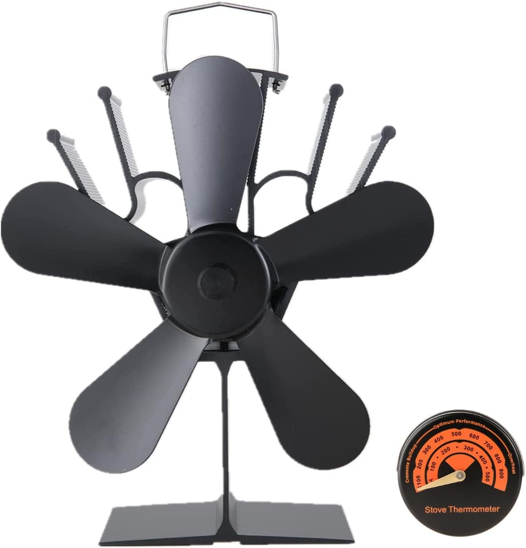 gohantee 5Blade Heat Powered Fireplace Fan Wood Burner Stove Fan Quiet