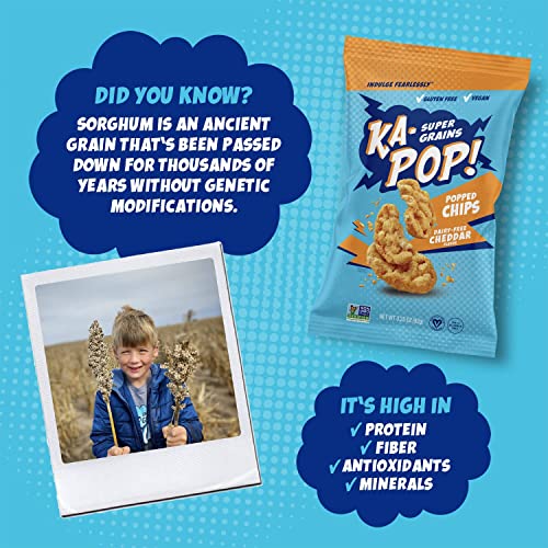 Ka-Pop! Popped Chips – Vegan Cheddar, 3Oz, Pack Of 4 - Free From Gluten, Corn And Dairy - Kosher, Sorghum, Allergen Friendly, Paleo, Non-Gmo, Vegan, Whole Grain Snacks - As Seen On Shark Tank #TOP4