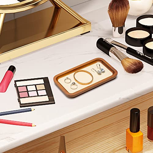 Cosiso Wooden Jewelry Dish Tray Ring Holder Earring Necklace Display Organizer Decorative Plate,Gift For Mom Sister Friends (Beige) #TOP2