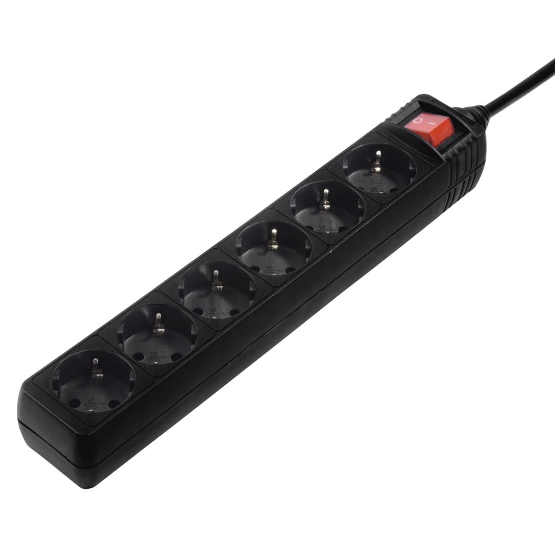 Hama - 6-Socket Multiple Socket Outlet, with Switch and Childproof Lock, 5 m,black - Black - Plastic Material (1 ACCES)