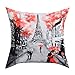 BLEUM CADE 4 Packs Throw Pillow Covers Black Red Color Eiffel Tower Big Ben Modern Couple Under Square Throw Pillow Cover Decorative Pillow Case Home Decor 18 x 18 Inch