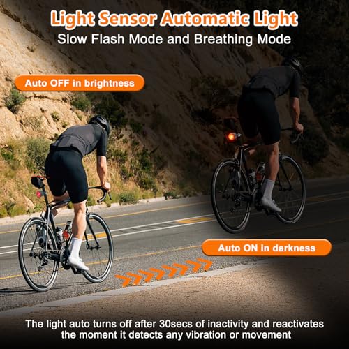 Image of NineLeaf Smart Brake Sensing Rear Bike Lights, Bicycle Tail Light, Bike Lights for Night Riding, Auto On /Off, 300 Lumen 220Adjustable Angle 1000M Viewable Range IP65 Waterproof USB-C Rechargeable