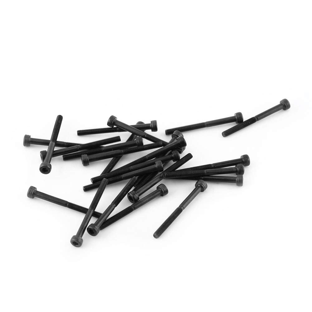 M3 Set di Viti a Testa Cilindrica con Esagono Incassato Nero, Chiusura in Lega di Acciaio al Carbonio di Grado 12,9, Accessorio per Strumento di Riparazione, 4-50 mm(M3*35mm【half tooth】 24pcs/pack)