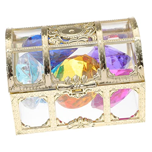 BESPORTBLE 1Set Pirate Treasure Box with Fake Gems Underwater Gemstone Diving for Summer Pool Party Fun with Gems and Treasure Chest