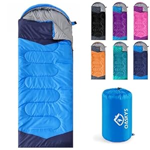 oaskys Camping Sleeping Bag – 3 Season Warm & Cool Weather – Summer Spring Fall Lightweight Waterproof for Adults Kids – Camping Gear Equipment, Traveling, and Outdoors