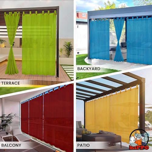 Image of HIPPO 180 GSM HDPE Outdoor Loop Curtain for Balcony & Patio Sun Blocking, UV Protection & Light-Filtering Curtains(Aqua Green- 4.5FTX8FT) Pack of 2