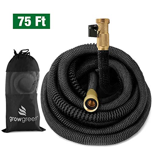 GrowGreen Heavy Duty Expandable Garden Hose, Strongest Garden Hose with Solid Brass Connector