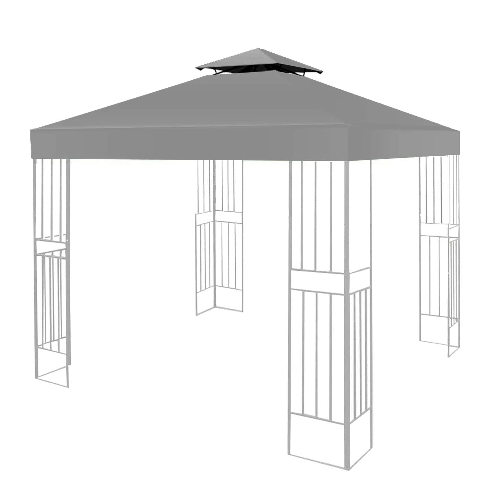 Outsunny Paviljoen Met Dubbel Dak, 3x3 M Waterafstotend En Stabiel Winterbestendig Tuinpaviljoen Van Metaal Donkergrijs~1st5qt6lhjg01