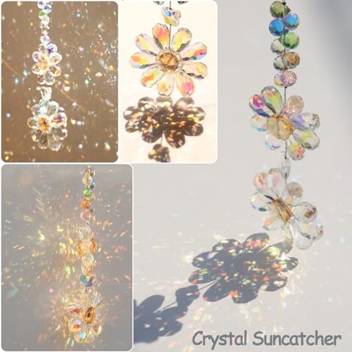 Pedobo PCFS-310 Crystal Flower Suncatcher Hanging Ornament, Rainbow Maker Window Sun Catcher Indoor Outdoor Patio Garden Decor thumb #5