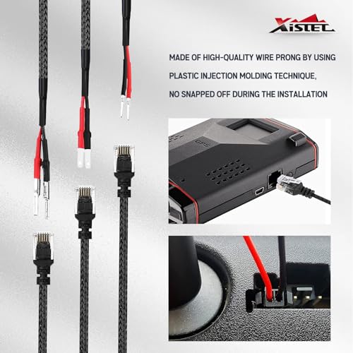 Image of Xislet 16.5 inch Radar Detector Hardwire Power Cord Mirror Wire Plug Tap Compatible with Escort Valentine One Uniden Beltronics with Inline Fuse Mount RJ11 - Set of 3
